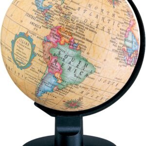 Vintage World Globe for Desk – 6-Inch Antique Style Rotating Political Earth Globe with Desktop Stand, Educational Geography Atlas for Kids, Students, Home Office & Classroom Decor