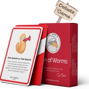 Dr. Bird’s Cards – Can of Worms: The Ultimate Debate Card Game for Adults – Fun, Educational, and Intellectual Gift for College Students, Homeschool Activities, and Family Discussions