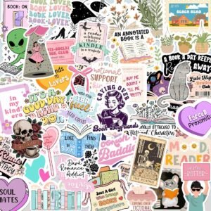 225 PCS Book Stickers for Kindle, Romance Holographic Bookish Sticker Pack for Readers Adult Spicy Booktok Vinyl Decals for Laptop IPAD Ebook Reader Water Bottle Girls Waterproof