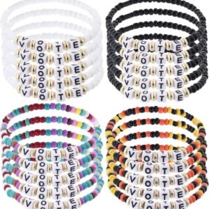 Beaded Friendship Bracelets for Women Bulk Handmade Stackable Clay Beads Bracelets Halloween Thanksgiving Christmas Bracelets Holiday Jewelry for Women 12/16/20Pcs