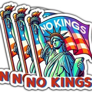 (3 Psc) Statue of Liberty No King Sticker – Anti Oligarchy Sticker – Pro Democracy – Political Progressive – Liberal Leftist – Liberty Resist Sign Decal – Decal 3 Inch for Laptop Water Bottles