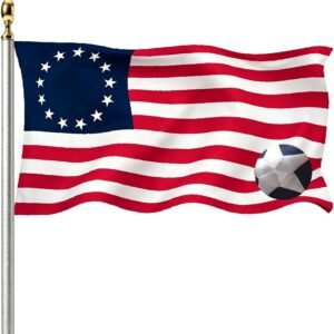Betsy Ross Flag Embroidered 3×5 FT Outdoor – Heavy Duty NYLON 13 Star Colonial American Sewn Stripes Brass Grommets Waterproof Fade Resistant Patriotic Banner For Yard Home Decor