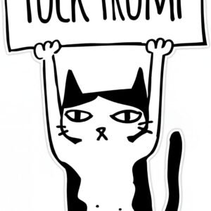 Protest Cat Vinyl Sticker, Waterproof Decal for Cars & Laptops