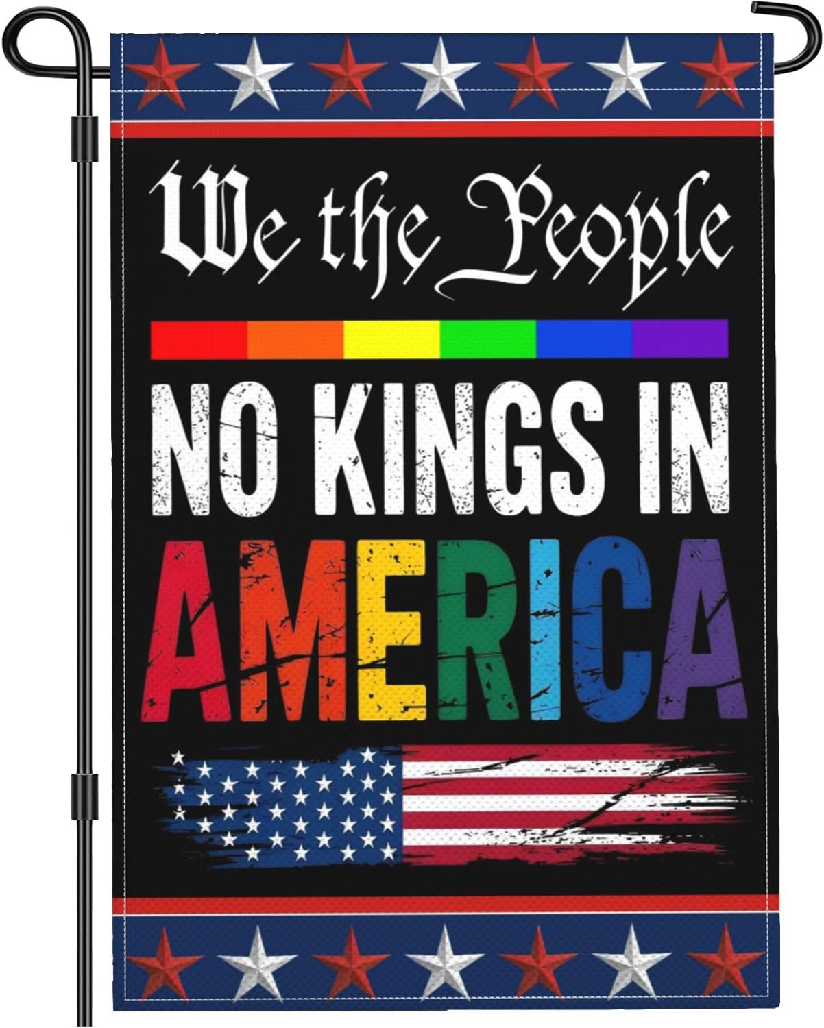 No Kings In America Garden Flag We The People Rainbow Flag 12x18 Inch Outdoor Pride Ally Flags for Outside Political Protest Yard Sign Flag Decorations