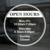 Business Hours Sign for Window Decal – Free Squeegee – Easy Install Manual – Circle (Georgia)
